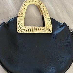 Anthropologie Circular Vegan Leather and Rattan Bag